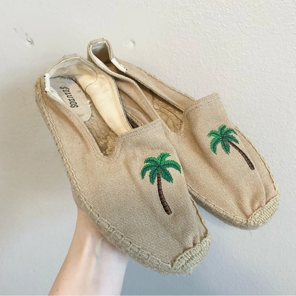 Soludos Safari Palm Tree Smoking Slipper Espadrille Flat Shoe Size Women's US 9